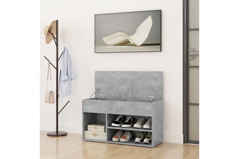 skoreol 80x30x45 cm spånplade betongrå - Grå - Opbevaring - Skoopbevaring - Skoskab