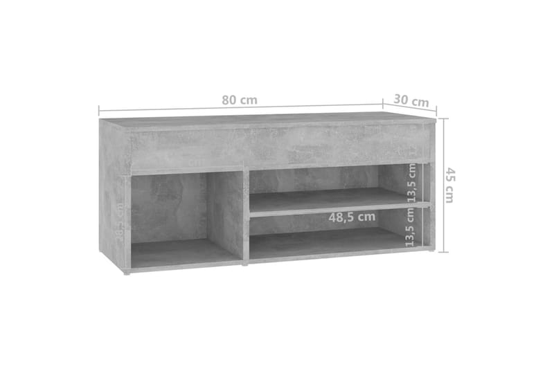 skoreol 80x30x45 cm spånplade betongrå - Grå - Skoskab - Entréopbevaring - Skoopbevaring