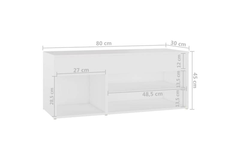 skoreol 80x30x45 cm spånplade hvid - Hvid - Skoskab - Entréopbevaring - Skoopbevaring