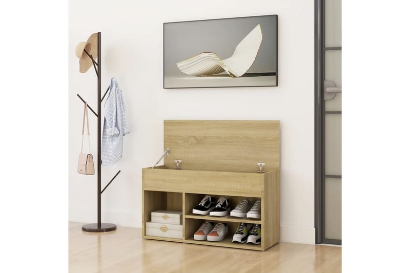 skoreol 80x30x45 cm spånplade sonoma-eg - Brun - Opbevaring - Skoopbevaring - Skoskab