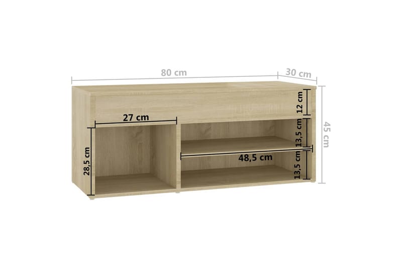 skoreol 80x30x45 cm spånplade sonoma-eg - Brun - Opbevaring - Skoopbevaring - Skoskab
