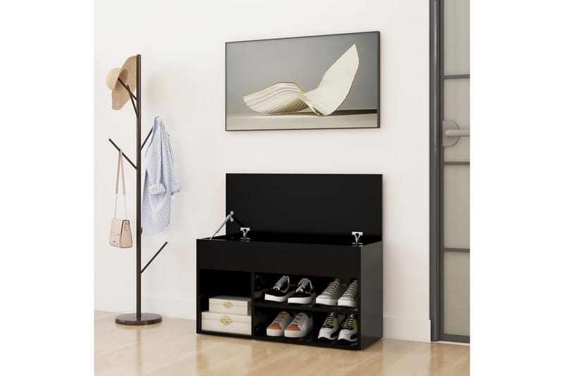 skoreol 80x30x45 cm spånplade sort - Sort - Opbevaring - Skoopbevaring - Skoskab