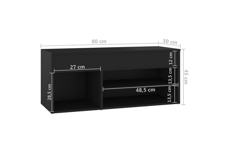 skoreol 80x30x45 cm spånplade sort - Sort - Opbevaring - Skoopbevaring - Skoskab