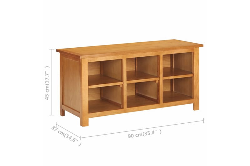 Skoreol 90x37x45 cm Massivt Egetræ - Opbevaring - Skoopbevaring