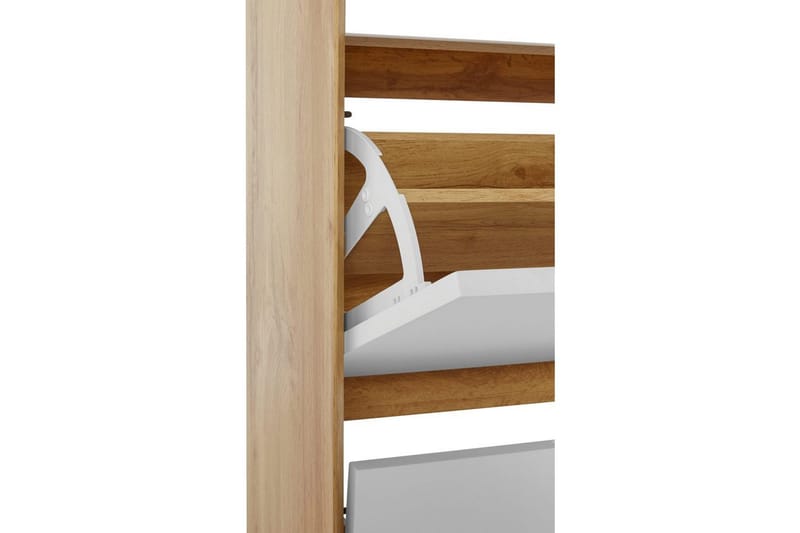 Skoreol Ezra 3 flapper 60x24x125 cm, Wotan Eg/Hvid - 60x24x125 cm, Wotan Eg/Hvid - Opbevaring - Skoopbevaring - Skoskab