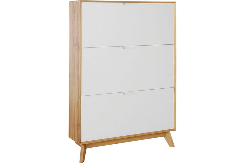 Skoreol Ezra 3 flapper 89x24x125 cm, Wotan Eg/Hvid - 89x24x125 cm, Wotan Eg/Hvid - Opbevaring - Skoopbevaring - Skoskab