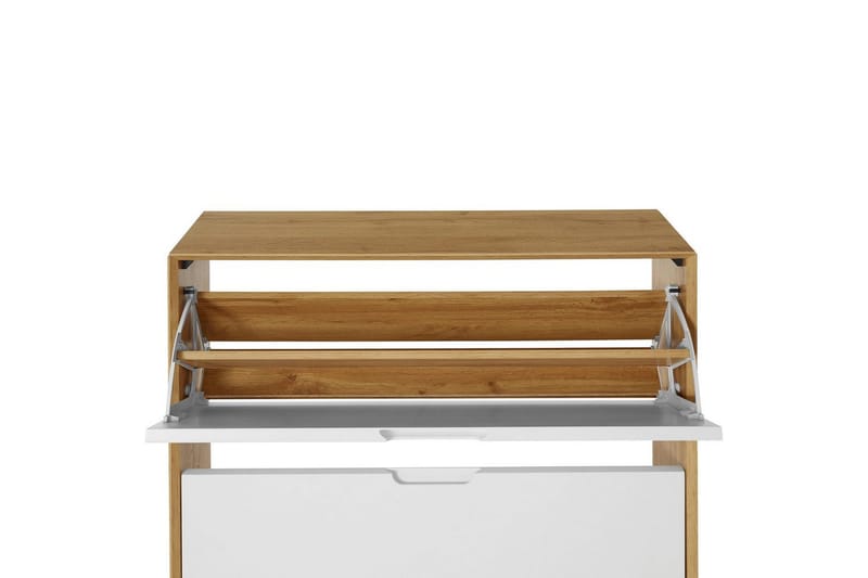 Skoreol Ezra 3 flapper 89x24x125 cm, Wotan Eg/Hvid - 89x24x125 cm, Wotan Eg/Hvid - Opbevaring - Skoopbevaring - Skoskab