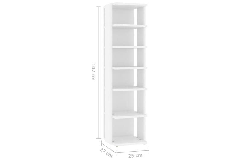 skoreoler 2 stk. 25x27x102 cm spånplade hvid - Hvid - Opbevaring - Skoopbevaring