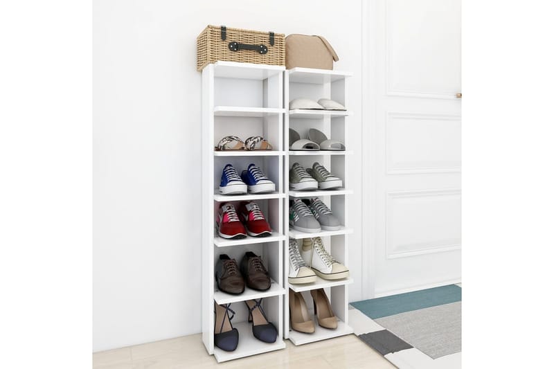skoreoler 2 stk. 25x27x102 cm spånplade hvid - Hvid - Opbevaring - Skoopbevaring