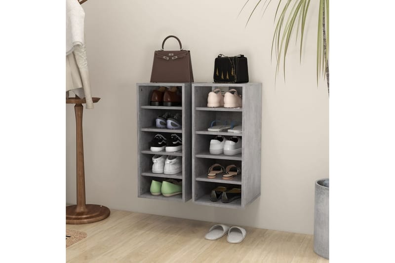 skoreoler 2 stk. 31,5x35x70 cm spånplade betongrå - Grå - Opbevaring - Skoopbevaring