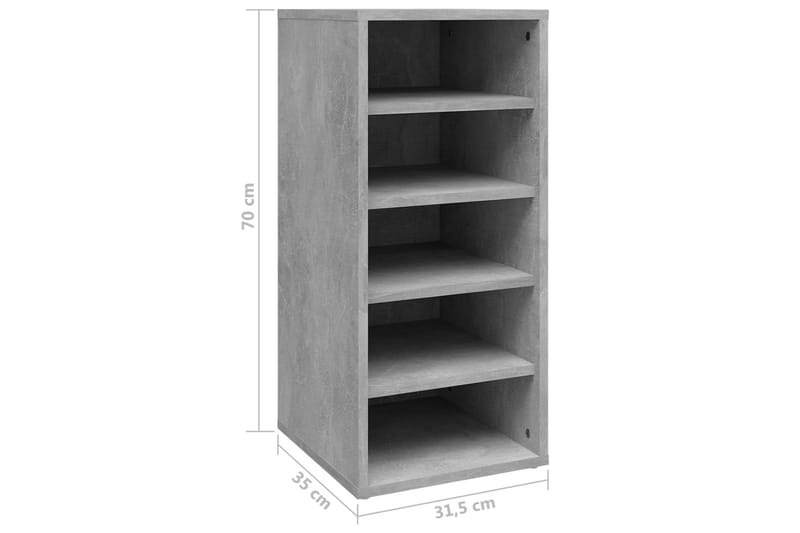 skoreoler 2 stk. 31,5x35x70 cm spånplade betongrå - Grå - Opbevaring - Skoopbevaring