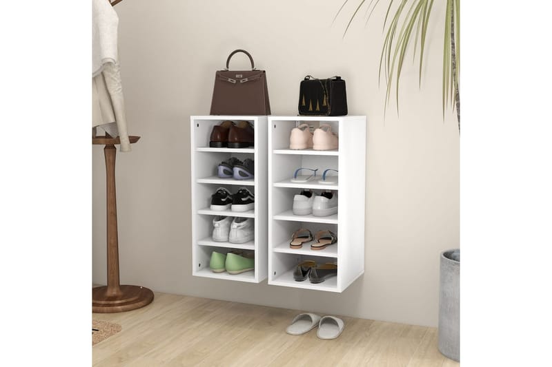 skoreoler 2 stk. 31,5x35x70 cm spånplade hvid - Hvid - Opbevaring - Skoopbevaring