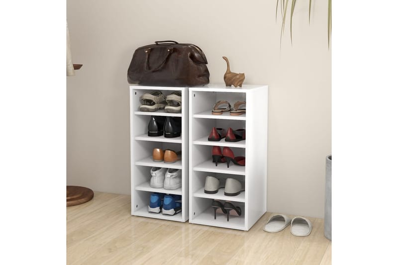 skoreoler 2 stk. 31,5x35x70 cm spånplade hvid - Hvid - Opbevaring - Skoopbevaring