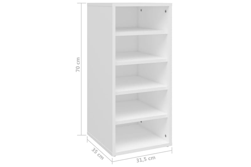 skoreoler 2 stk. 31,5x35x70 cm spånplade hvid - Hvid - Entréopbevaring - Skoopbevaring - Skohylde