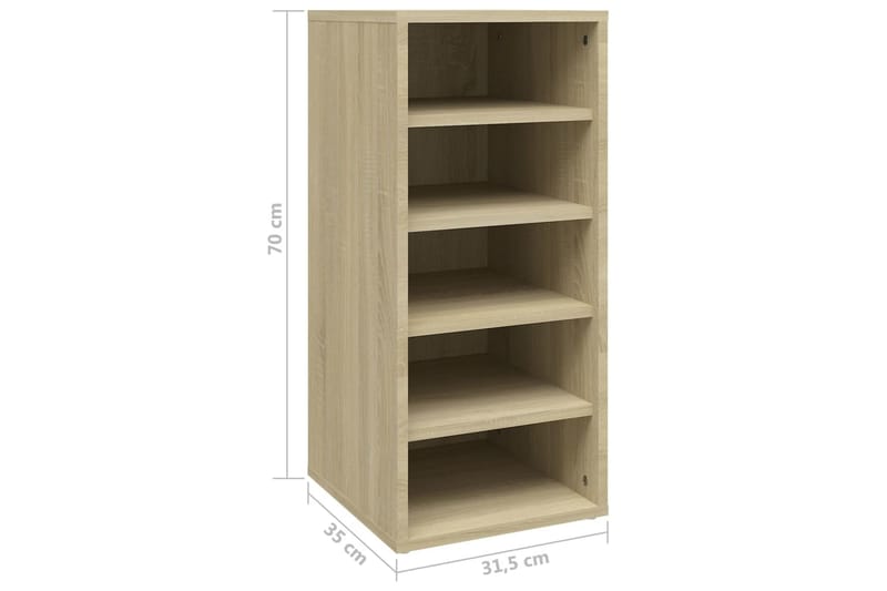 skoreoler 2 stk. 31,5x35x70 cm spånplade sonoma-eg - Brun - Opbevaring - Skoopbevaring