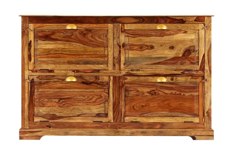 Skoskab 140 X 35 X 90 Cm Massivt Sheeshamtræ - Brun - Opbevaring - Skoopbevaring - Skoskab