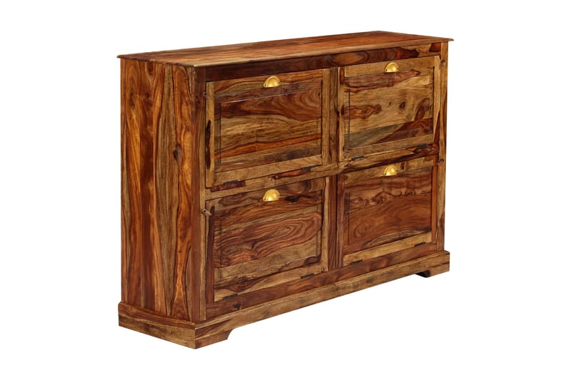 Skoskab 140 X 35 X 90 Cm Massivt Sheeshamtræ - Brun - Opbevaring - Skoopbevaring - Skoskab