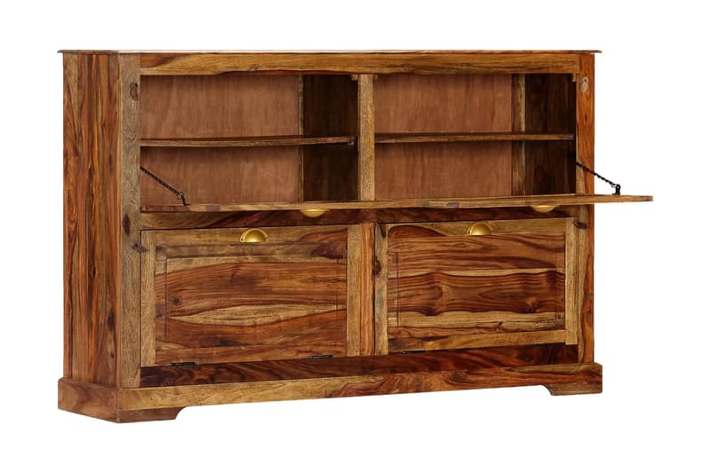 Skoskab 140 X 35 X 90 Cm Massivt Sheeshamtræ - Brun - Opbevaring - Skoopbevaring - Skoskab