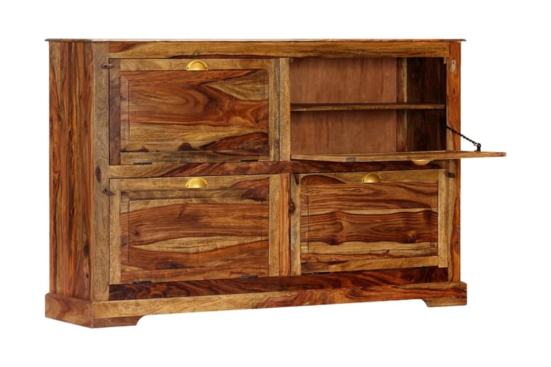 Skoskab 140 X 35 X 90 Cm Massivt Sheeshamtræ - Brun - Opbevaring - Skoopbevaring - Skoskab