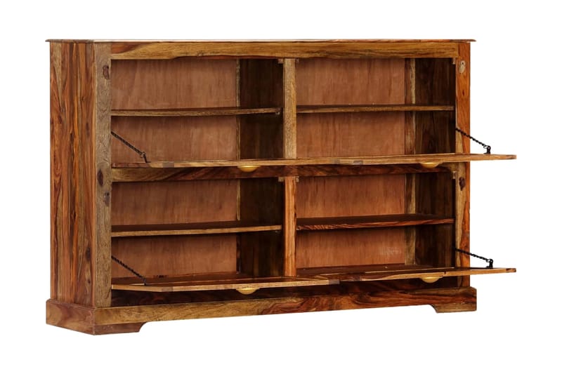 Skoskab 140 X 35 X 90 Cm Massivt Sheeshamtræ - Brun - Opbevaring - Skoopbevaring - Skoskab