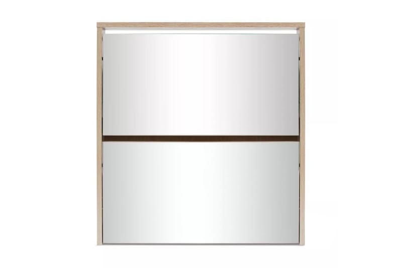Skoskab 2 Rum Spejl Egetræ 63 X 17 X 67 Cm - Brun - Opbevaring - Skoopbevaring - Skoskab