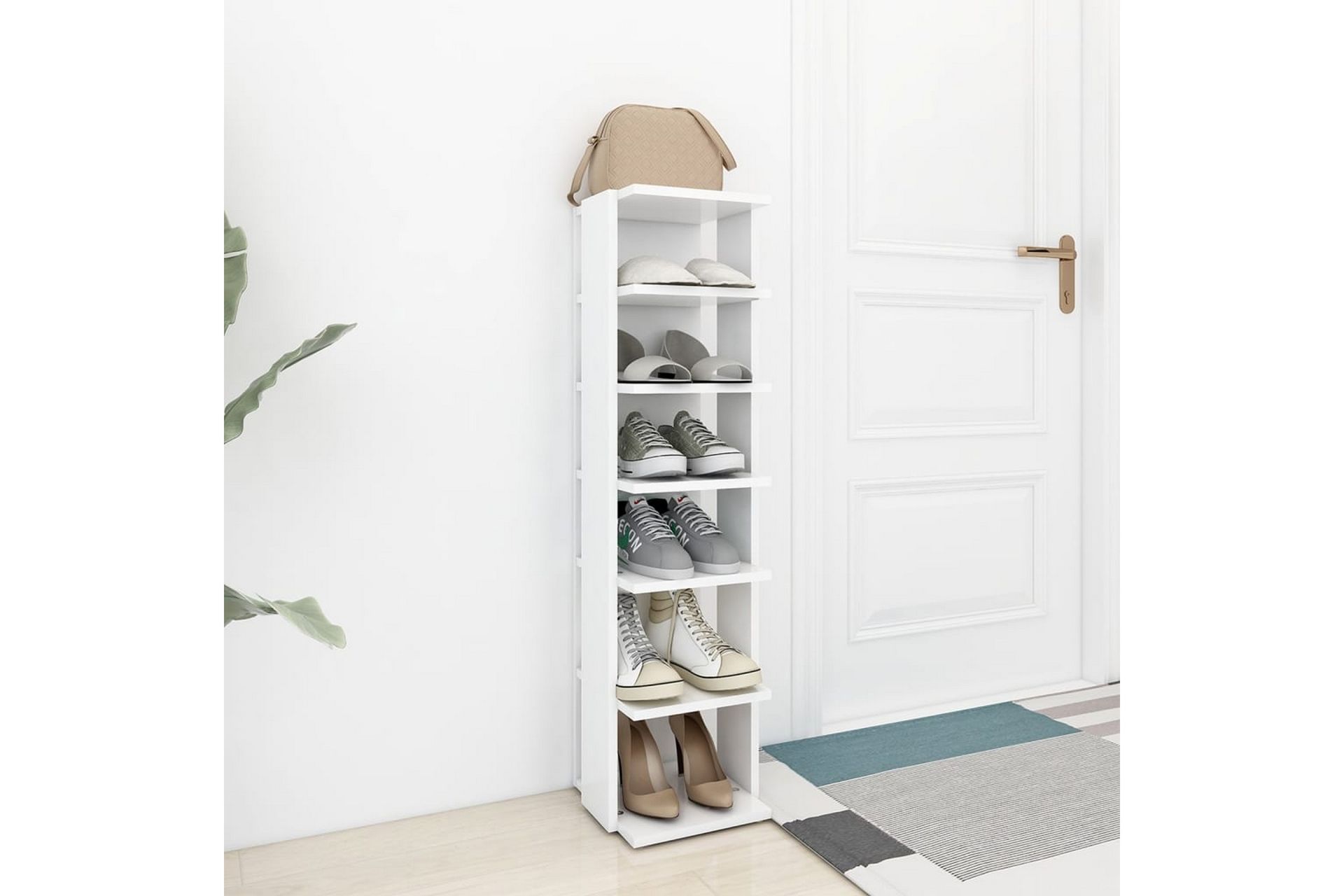 skoskab 25x27x102 cm spånplade hvid - Hvid - Opbevaring - Skoopbevaring - Skoskab