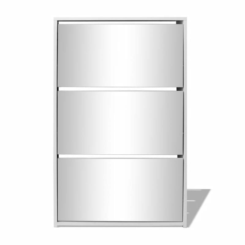 Skoskab 3 Skuffer Spejl Hvid 63 X 17 X 102,5 Cm - Hvid - Opbevaring - Skoopbevaring - Skoskab