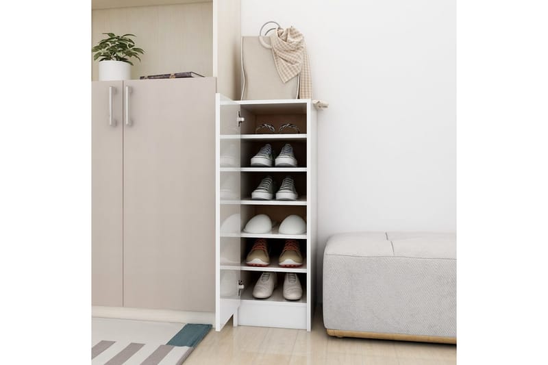 skoskab 32x35x92 cm spånplade hvid højglans - Hvid - Opbevaring - Skoopbevaring