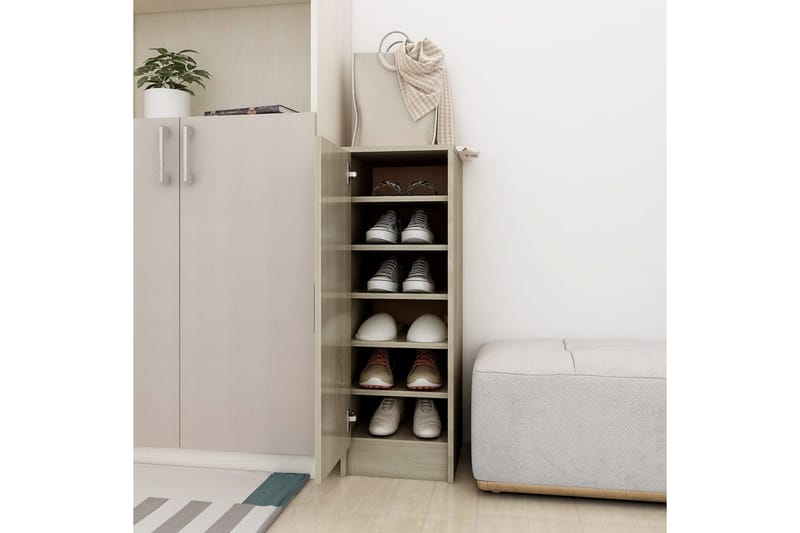 skoskab 32x35x92 cm spånplade sonoma-eg - Brun - Opbevaring - Skoopbevaring