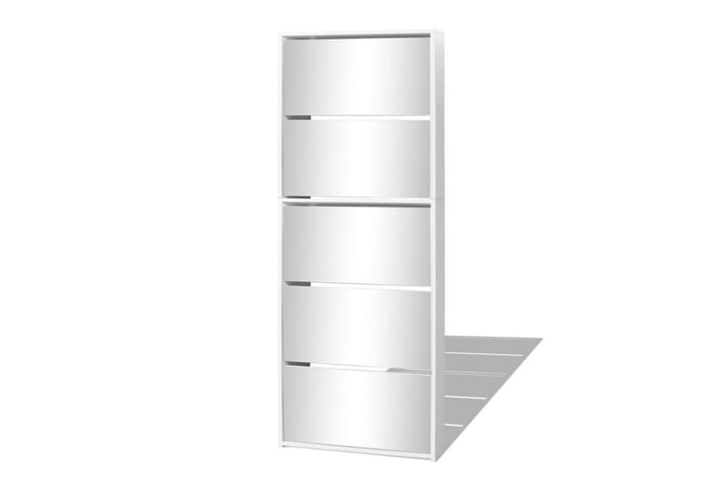 Skoskab 5 Rum Spejl Hvid 63X17X169,5 Cm - Hvid - Opbevaring - Skoopbevaring - Skoskab