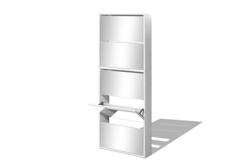 Skoskab 5 Rum Spejl Hvid 63X17X169,5 Cm - Hvid - Opbevaring - Skoopbevaring - Skoskab