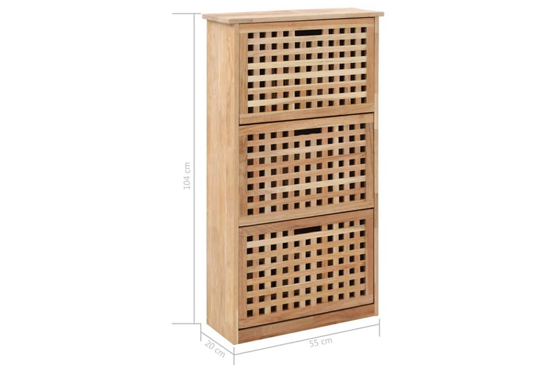 Skoskab 55 X 20 X 104 Cm Massivt Valnøddetræ - Brun - Opbevaring - Skoopbevaring - Skoskab