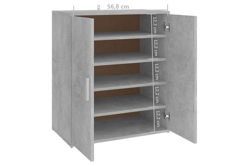 skoskab 60x35x70 cm spånplade betongrå - Grå - Entréopbevaring - Skoopbevaring - Skohylde