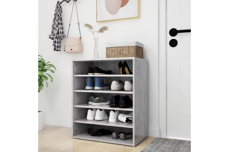 skoskab 60x35x70 cm spånplade betongrå - Grå - Opbevaring - Skoopbevaring