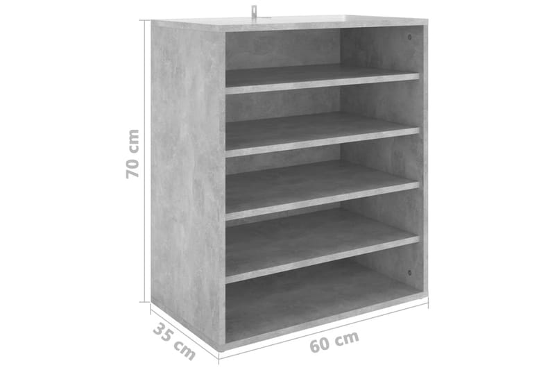 skoskab 60x35x70 cm spånplade betongrå - Grå - Opbevaring - Skoopbevaring