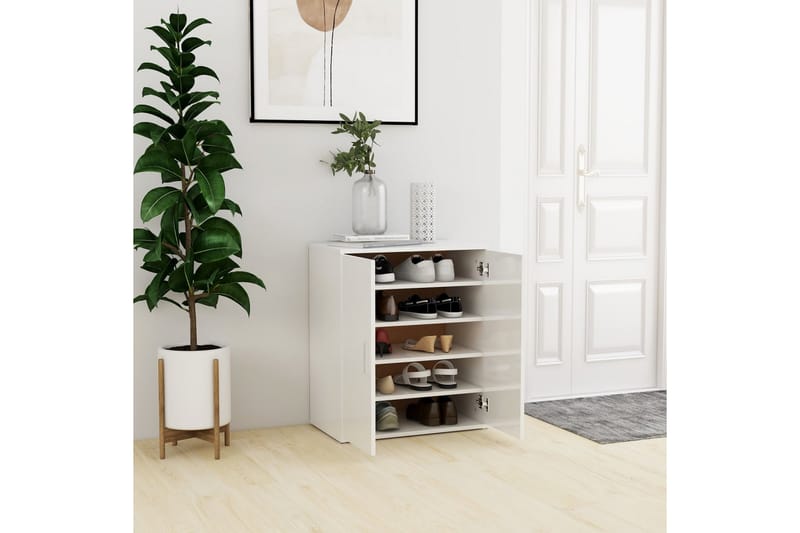 skoskab 60x35x70 cm spånplade hvid højglans - Hvid - Opbevaring - Skoopbevaring