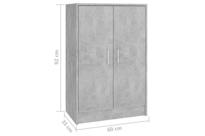 skoskab 60x35x92 cm spånplade betongrå - Grå - Opbevaring - Skoopbevaring