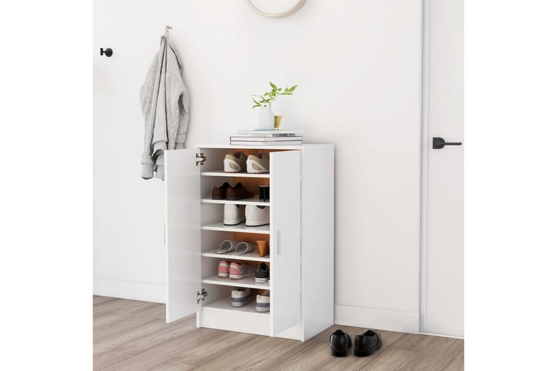 skoskab 60x35x92 cm spånplade hvid - Hvid - Opbevaring - Skoopbevaring