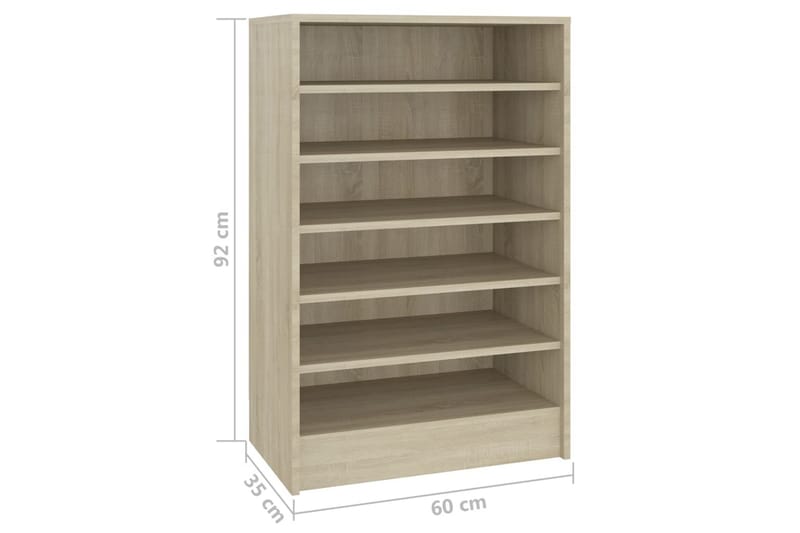 skoskab 60x35x92 cm spånplade sonoma-eg - Brun - Skoskab - Entréopbevaring - Skoopbevaring