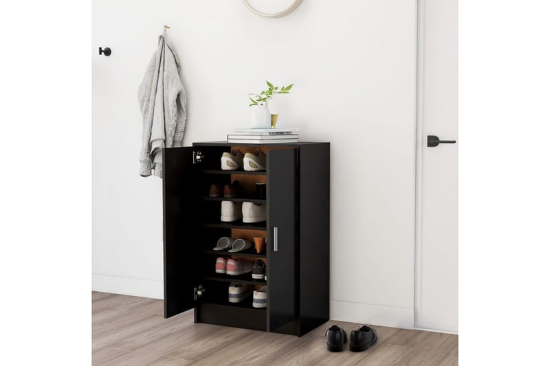 skoskab 60x35x92 cm spånplade sort - Sort - Entréopbevaring - Skoopbevaring - Skohylde