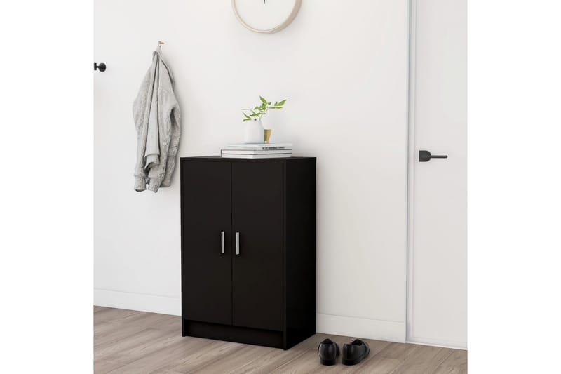 skoskab 60x35x92 cm spånplade sort - Sort - Entréopbevaring - Skoopbevaring - Skohylde