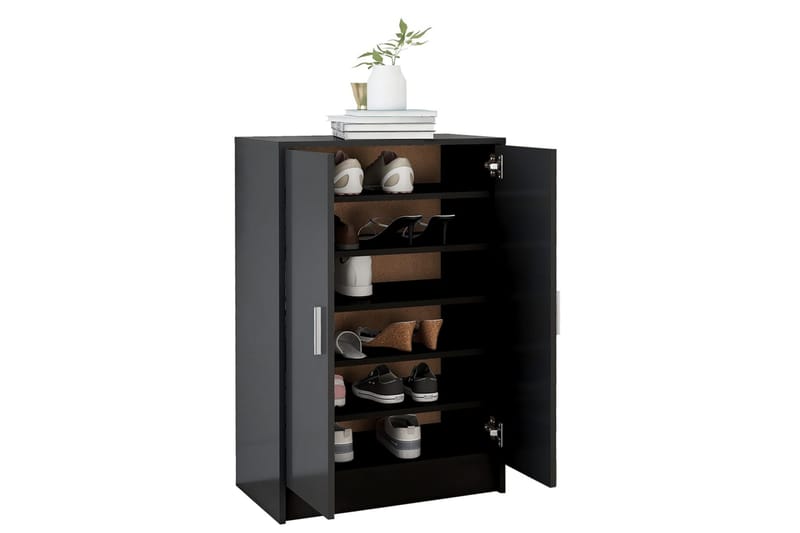 skoskab 60x35x92 cm spånplade sort - Sort - Entréopbevaring - Skoopbevaring - Skohylde