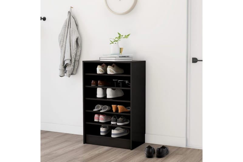 skoskab 60x35x92 cm spånplade sort - Sort - Skoskab - Entréopbevaring - Skoopbevaring