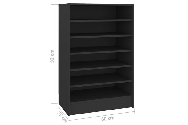 skoskab 60x35x92 cm spånplade sort - Sort - Skoskab - Entréopbevaring - Skoopbevaring