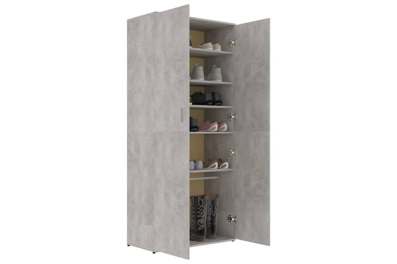 Skoskab 80X39X178 cm Spånplade Betongrå - Opbevaring - Skoopbevaring - Skoskab