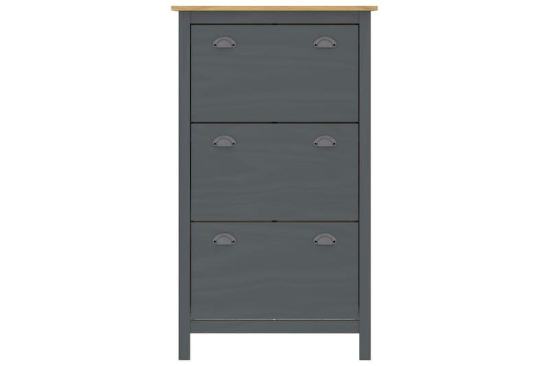 Skoskab Hill Range 72x35x124 cm Massivt Fyrretræ Grå - Opbevaring - Skoopbevaring - Skoskab
