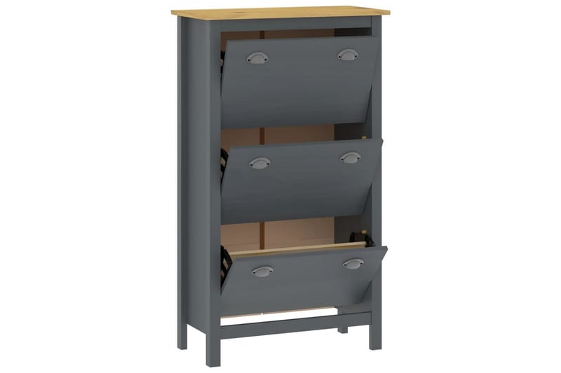 Skoskab Hill Range 72x35x124 cm Massivt Fyrretræ Grå - Opbevaring - Skoopbevaring - Skoskab