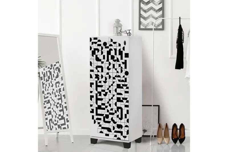 Skoskab Hvid| Sort - Opbevaring - Skoopbevaring - Skoskab