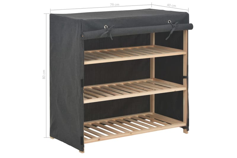 Skoskab Med Overtræk 79 X 40 X 80 Cm Stof Grå - Grå - Opbevaring - Skoopbevaring