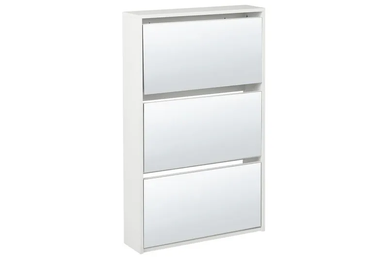 Skoskab Midfield Hvid, Sølv, 63x17x103 cm, Hvid, Sølv, 63x17x103 cm